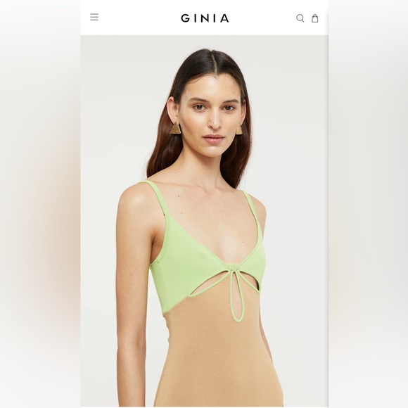 GINIA VENICE KEYHOLE DRESS IN SAND/PISTACHIO - Picture 8 of 15